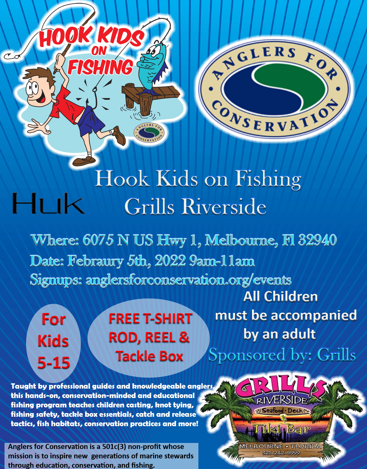 Hook Kids on Fishing Grills Riverside February 5th 2022